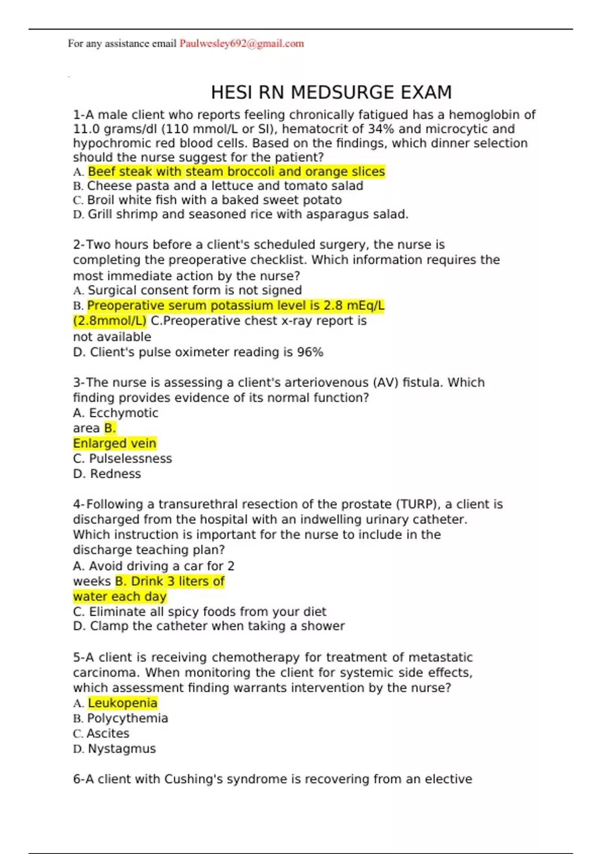 HESI RN MEDSURGE EXAM QUESTIONS & ANSWERS 2023/2024 UPDATE | NEXT ...