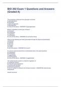 BIO 202 Exam 1 Questions and Answers (Graded A)