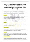 2024 VATI RN Greenlight Exam &vert; Actual Exam Questions and Answers &vert; Guaranteed A&plus; &vert; Latest Version &lpar;Just Released&rpar;