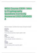 WGU Course C839 - Intro  to Cryptography  Questions Correctly  Answered 2023 GRADED  A