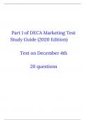 Part 1 Marketing Cluster Exam (2020 edition)
