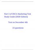 Part 3 Marketing Cluster Exam  (2020 edition)