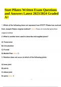 Stott Pilates Written Exam Questions and Answers Latest 2023/2024 (Verified Answers)