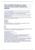 CPT &lpar;Certified Phlebotomy Tech&rpar; national exam practice questions &vert; 2023&sol;24   