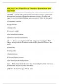 Critical Care Final Exam Practice Questions And Answers 