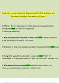 Deductive and Inductive Reasoning questions verified with 100&percnt; correct answers