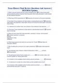 Texas History Final Review Questions And Answers &vert; 2023&sol;2024 Updates