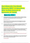 Hesi Maternity Test Bank: Maternity HESI 1,2 |Questions With Verified Answers & Rationale, A+ Guide. Maternity HESI 1