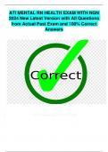 ATI MENTAL RN HEALTH EXAM WITH NGN  2024 New Latest Version with All Questions  from Actual Past Exam and 100&percnt; Correct  Answers