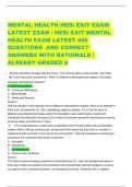 MENTAL HEALTH HESI EXIT EXAM LATEST EXAM / HESI EXIT MENTAL  HEALTH EXAM LATEST 456 QUESTIONS AND CORRECT ANSWERS WITH RATIONALE | ALREADY GRADED A