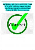 MATERNAL ATI RN PROCTORED EXAM WITH NGN 2023 New Latest Version  with All Questions from Actual Past  Exam and 100&percnt; Correct Answer&period;
