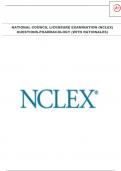 NATIONAL COUNCIL LICENSURE EXAMINATION (NCLEX) QUESTIONS-PHARMACOLOGY (WITH RATIONALES)