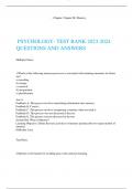 PSYCHOLOGY- TEST BANK 2023-2024 QUESTIONS AND ANSWERS 