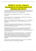 MPOETC Act 120 - Volume 2: Introduction to Law Enforcement in PA Questions and Answers