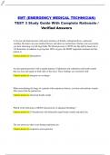 EMT &lpar;EMERGENCY MEDICAL TECHNICIAN&rpar; TEST 3 Study Guide With Complete Rationale &sol; Verified Answers A