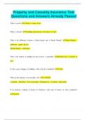 Property and Casualty Insurance Test Questions and Answers Already Passed