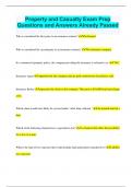 Property and Casualty Exam Prep Questions and Answers Already Passed