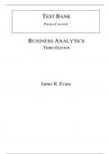 Test Bank For Business Analytics 3rd Edition By James R. Evans (All Chapters, 100% original verified, A+ Grade)