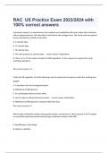 RAC  US Practice Exam 2023/2024 with 100% correct answers