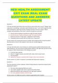 HESI HEALTH ASSESSMENT  EXIT EXAM |REAL EXAM QUESTIONS AND ANSWERS  LATEST UPDATE