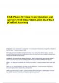 Club Pilates Written Exam Questions and Answers Well Illustrated Latest 2024 (Verified Answers) & Club Pilates Exam Questions and Answers Latest 2024/2025 (Graded A+)
