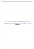 Test Bank - Community Health Nursing, A Canadian Perspective, 5th Edition (Stamler, 2020), Chapter 1-33 | All Chapters