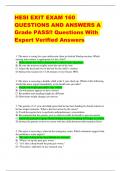 HESI EXIT EXAM 160 QUESTIONS AND ANSWERS A  Grade PASS!! Questions With Expert Verified Answers