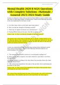 Mental Health 2020 B NGN Questions with Complete Solutions +Rationale / Assured 2023/2024 Study Guide