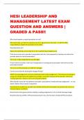 HESI LEADERSHIP AND  MANAGEMENT LATEST EXAM QUESTION AND ANSWERS |  GRADED A PASS!!