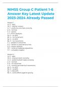 NIHSS Group C Patient 1-6 Answer Key Latest Update 2023-2024 Already Passed 