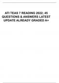 ATI TEAS 7 READING 2022 45 QUESTIONS & ANSWERS LATEST UPDATE ALREADY GRADED A+