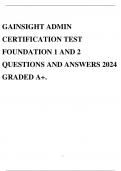 GAINSIGHT ADMIN CERTIFICATION TEST FOUNDATION 1 AND 2 QUESTIONS AND ANSWERS 2024 GRADED A+.