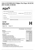 AQA GCSE BIOLOGY Higher Tier Paper 1H JUNE 2023 MARK SCHEME