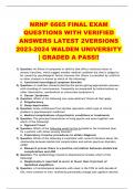 NRNP 6665 FINAL EXAM  QUESTIONS WITH VERIFIED  ANSWERS LATEST 2VERSIONS 2023-2024 WALDEN UNIVERSITY  | GRADED A PASS!!