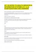 HIT 120 INTRO TO HEALTH SERVICES & INFORMATION SYSTEMS (CH 1 & 2) EXAM QUESTIONS AND ANSWERS 2024|GUARANTEED SUCCESS