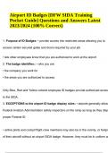 Airport ID Badges [DFW SIDA Training Pocket Guide] Questions and Answers Latest 2023/2024 (100% Correct)