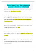 Texas State Exam Questions and Answers &lpar;Certified Solutions&rpar;