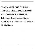 PHARMACOLOGY NURS 251 MODULE 1 UPTO 9  EXAM BUNDLE  QUESTIONS AND CORRECT ANSWERS PORTAGE LEARNING 2023/2024 GRADED A+.