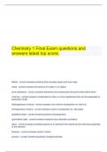 Chemistry 1 Final Exam questions and answers latest top score.