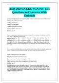 2023-2024 NCLEX NGN Pre-Test Questions and Answers With Rationale