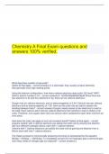 Chemistry A Final Exam questions and answers 100&percnt; verified&period;
