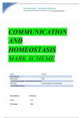 COMMUNICATION AND HOMEOSTASIS MARK SCHEME