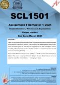 SCL1501 Assignment 1 (COMPLETE ANSWERS) Semester 1 2024 - DUE March 2024 