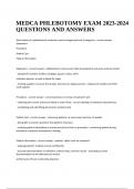 MEDCA PHLEBOTOMY EXAM 2023-2024 QUESTIONS AND ANSWERS.