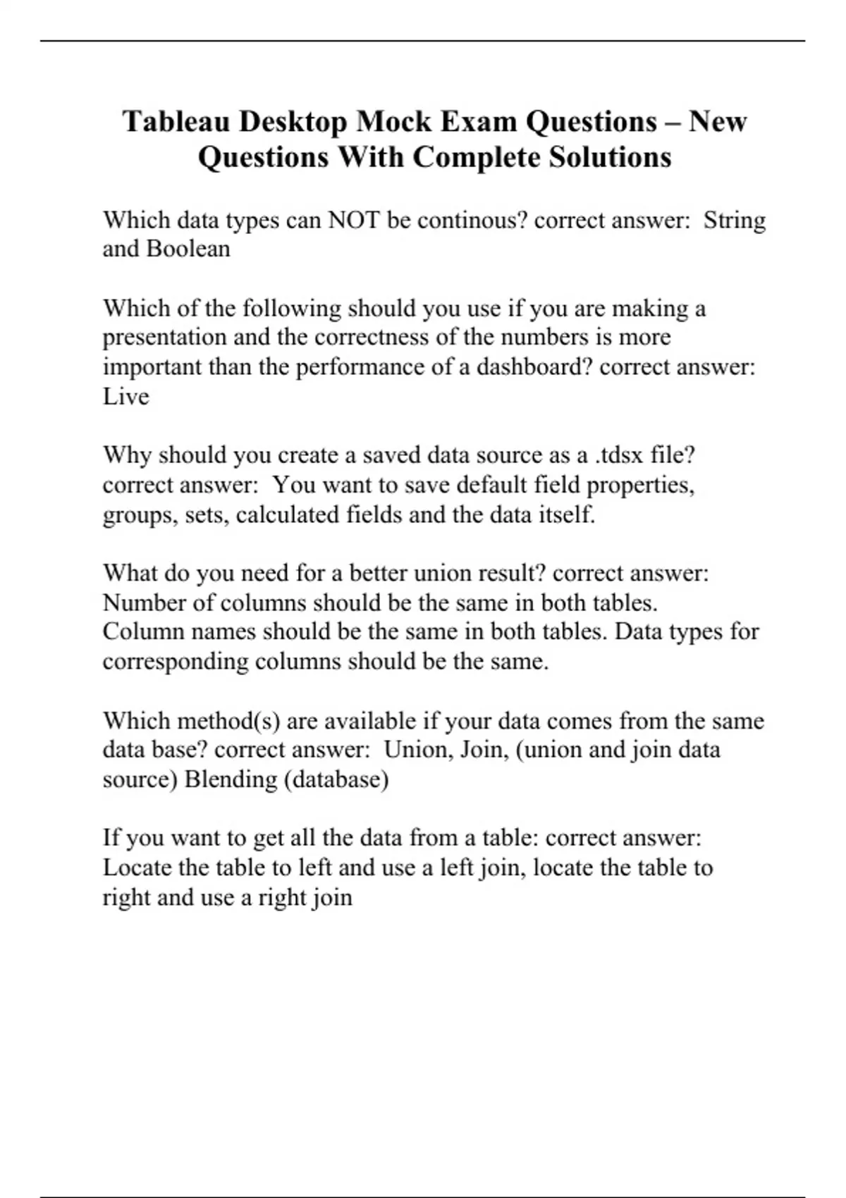 Desktop Questions Application Example Tableau Desktop Mock Exam Questions – New Questions With Complete ...
