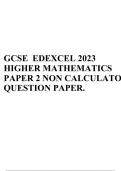 GCSE EDEXCEL 2023 HIGHER MATHEMATICS PAPER 2 NON CALCULATOR QUESTION PAPER.