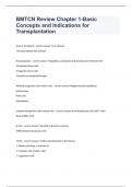 BMTCN Review Chapter 1-Basic Concepts and Indications for Transplantation 2023/2024 verified to pass