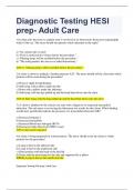 Diagnostic Testing HESI prep- Adult Care Latest updated Questions and Answers (All Correct)