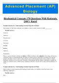 Advanced Placement (AP) Biology |Biochemical Concepts 170 QuestionsWith Rationale |100% Rated