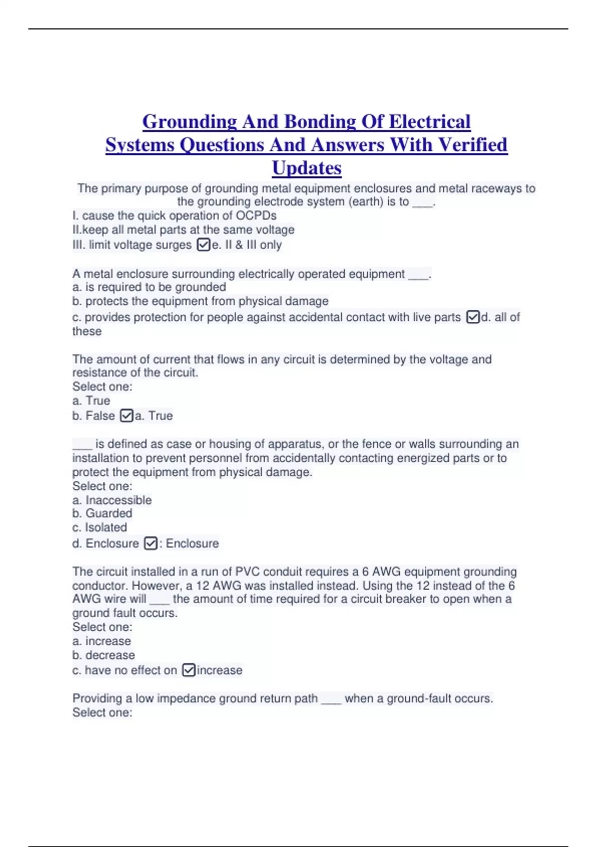 Grounding And Bonding Of Electrical Systems Questions And Answers With ...